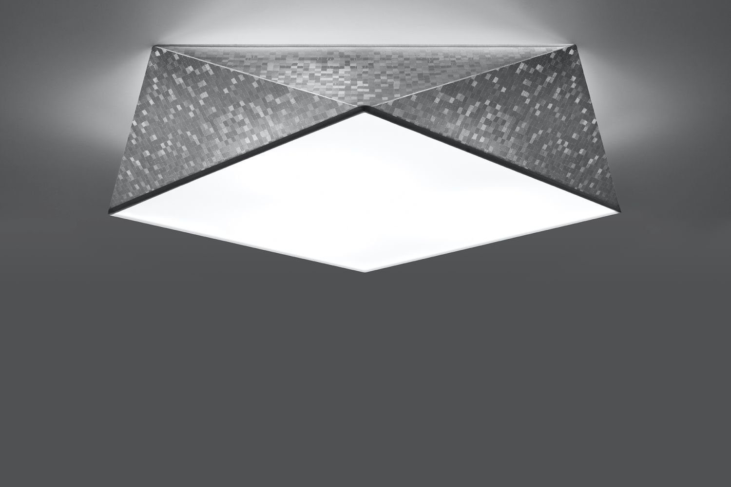 B:50cm Leuchtmittel, Grau E27 Licht-Erlebnisse LYNNDIE, Wohnzimmer Schlafzimmer 3x Deckenlampe Deckenleuchte ohne gemustert