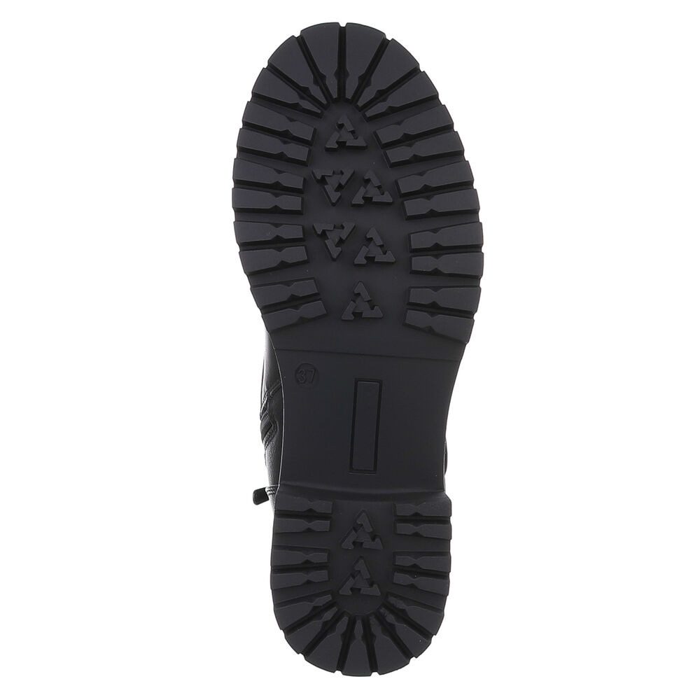 Ital-Design Damen Schnürschuhe Freizeit Schnürstiefelette (88577618) Blockabsatz Stiefeletten in Schwarz – Bild 3 von 5