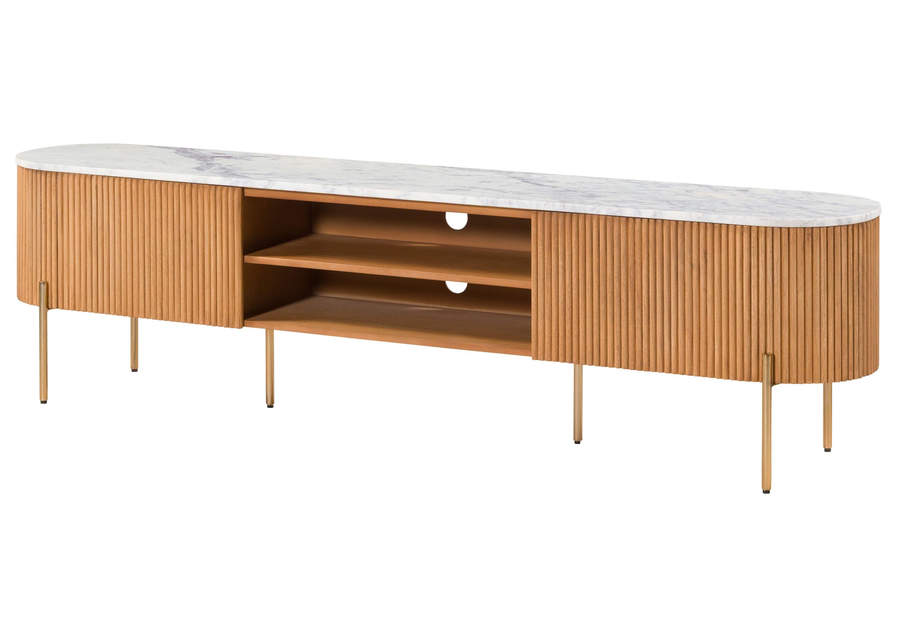 Massivmoebel24 TV-Board BARCELONA Mango Massivholz natur / weiß (Massivholz teilmontiert 57 kg BARCELONA #510), Mango 200x36x51 cm natur / weiß lackiert