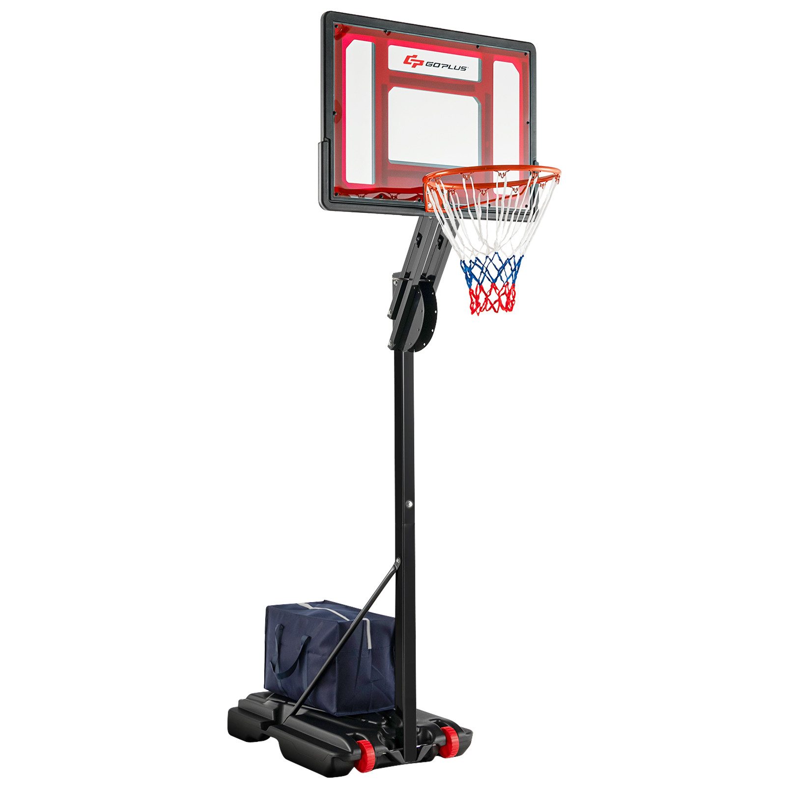 COSTWAY Basketballständer Basketballkorb, 228-265cm höhenverstellbar, Rädern