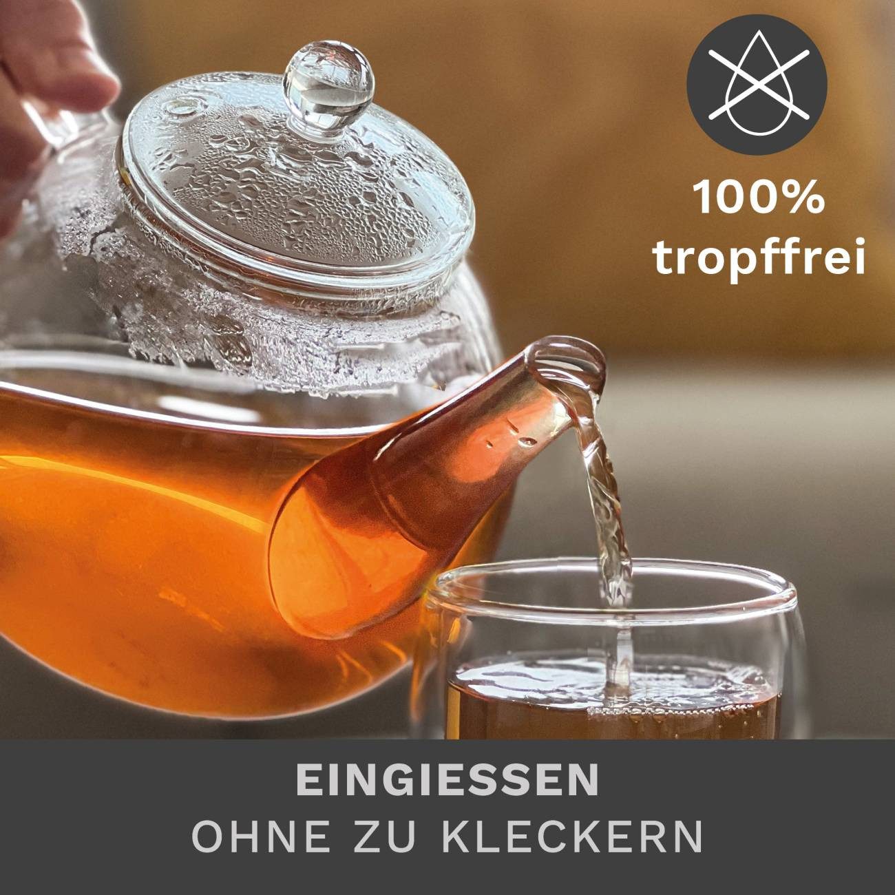 Creano Teekanne Teekanne 0,8 Liter mit Glassieb und Glasdeckel, 0.8 l, (1-er Set), 1x Glasteekanne mit Glassieb