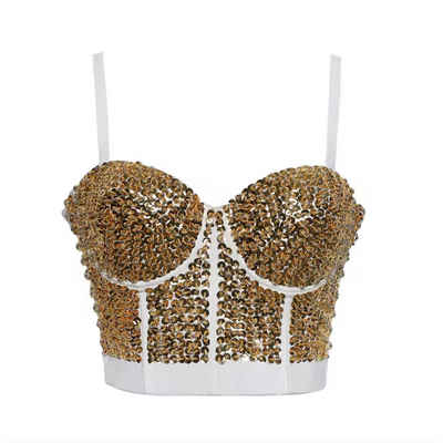 Quality Elegance Spaghettitop Sequin Embroidery Spaghetti Top Sexy Bustier