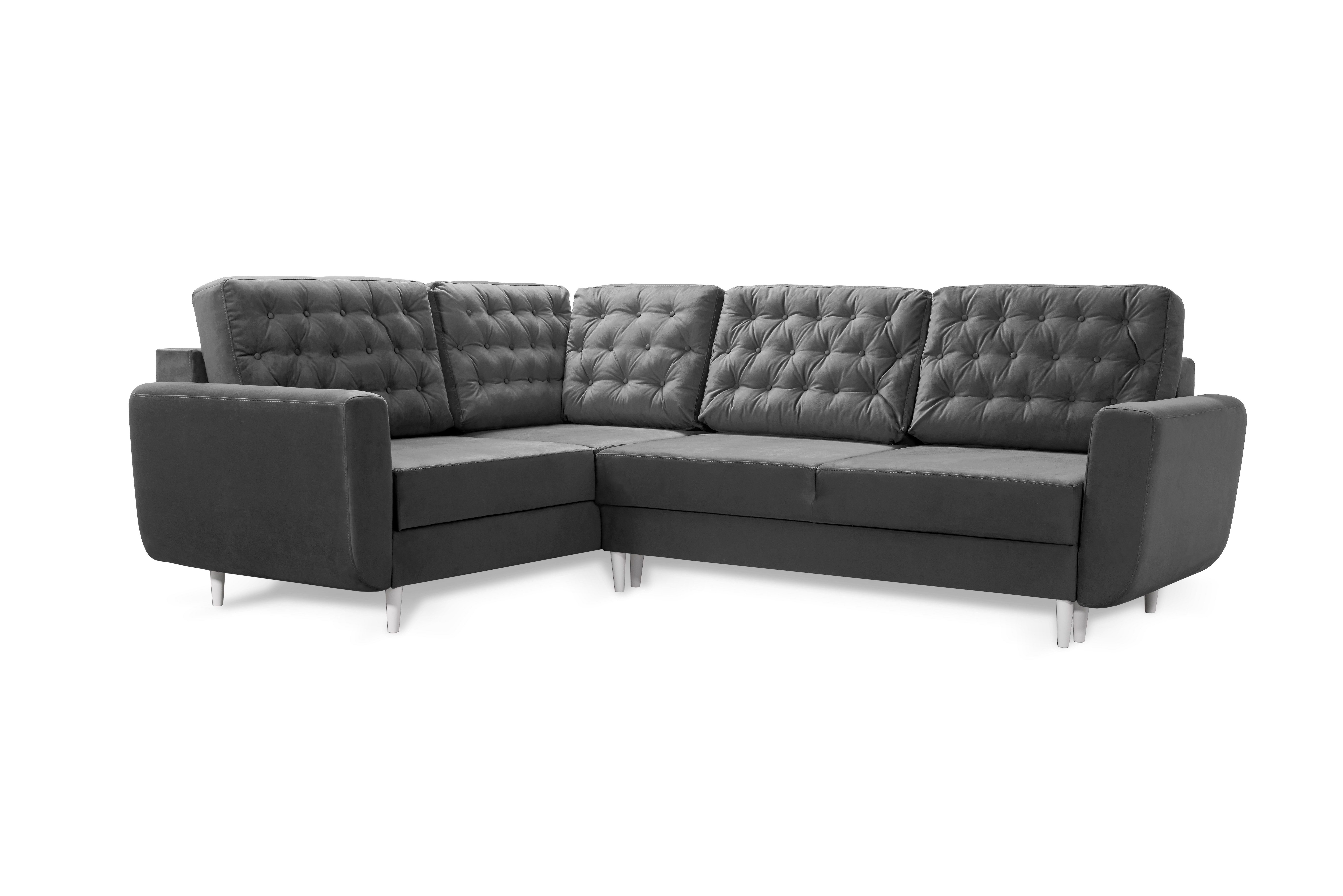 robin Sofa L-Form Sofa mit Schlaffunktion, 2 Bettkästen & Kissen