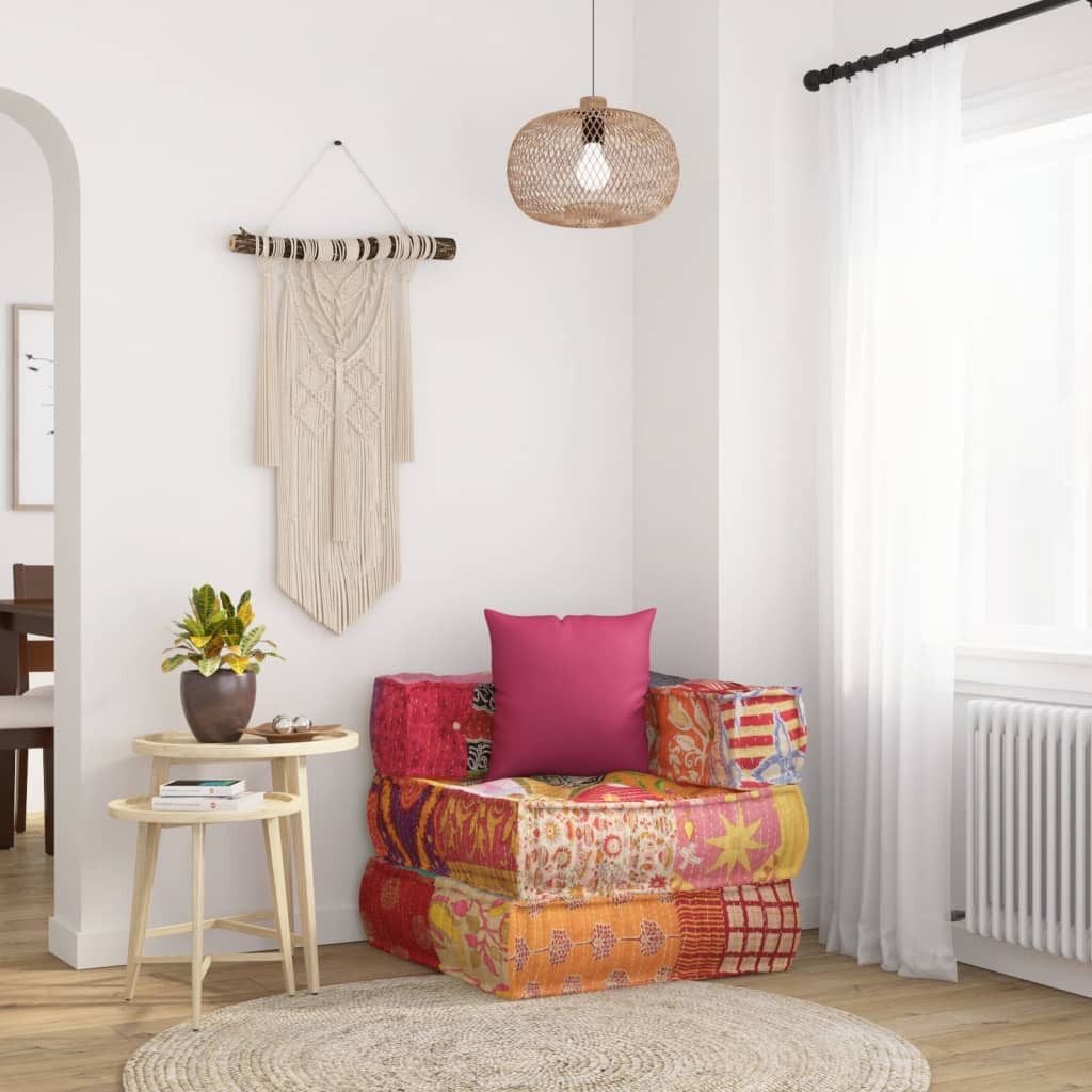 vidaXL Pouf, Modularer Pouf mit Kissen Patchwork Stoff