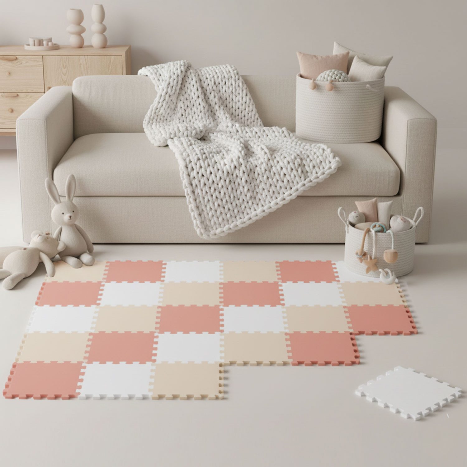 LittleTom Puzzlematte ab dem 1. Tag - 27 Teile Baby Spielmatte - 30 x 30 Kinder Krabbelmatte, (27-tlg), Spielunterlage für Babys und Kleinkinder - Kinderzimmer Puzzleteppich