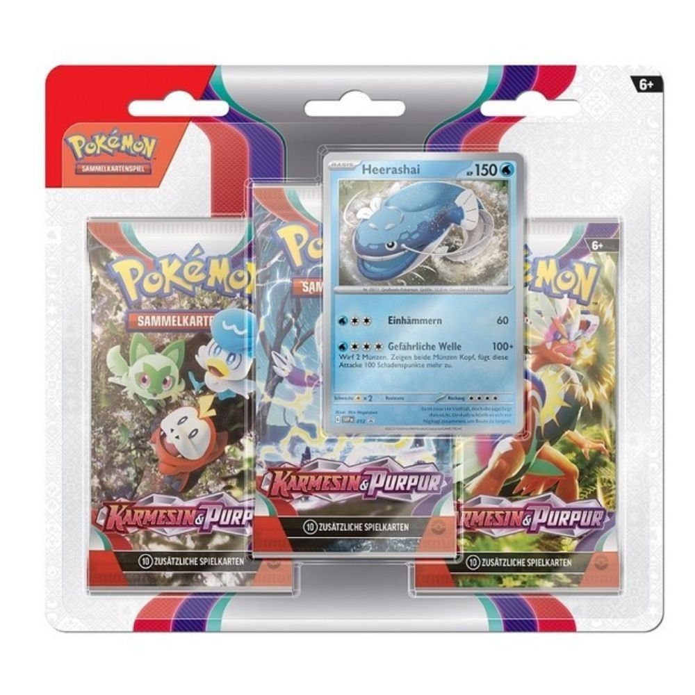 The Pokémon Company International Sammelkarte armesin & Purpur - Heerashai - 3 Booster Packs Deutsch