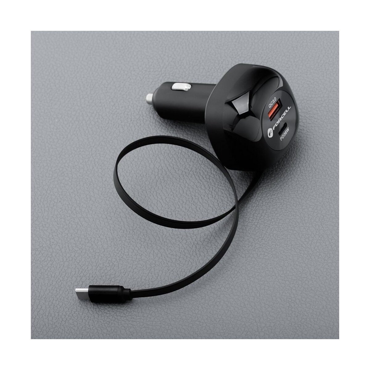 Forcell FORCELL Auto Ladegerät 75W PD QC USB-C/A Kabel Smartphone-Ladegerät (Autoladegerät mit 75W & Schnellladefunktion (PD/QC/SFC2.0)