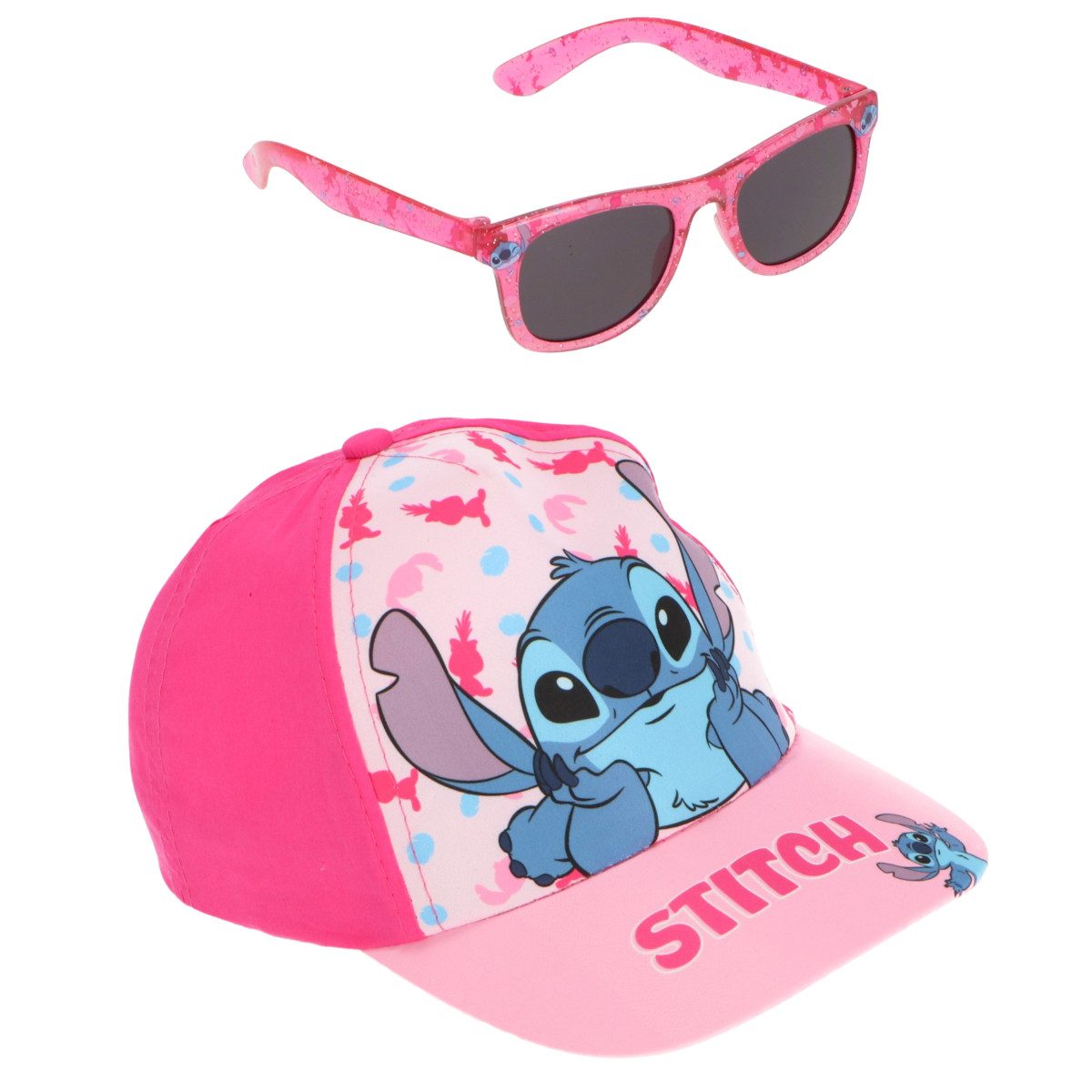 Lilo & Stitch Baseball Cap - Kinder Basecap Kappe Sonnenbrille Freizeit Rosa (2-St)