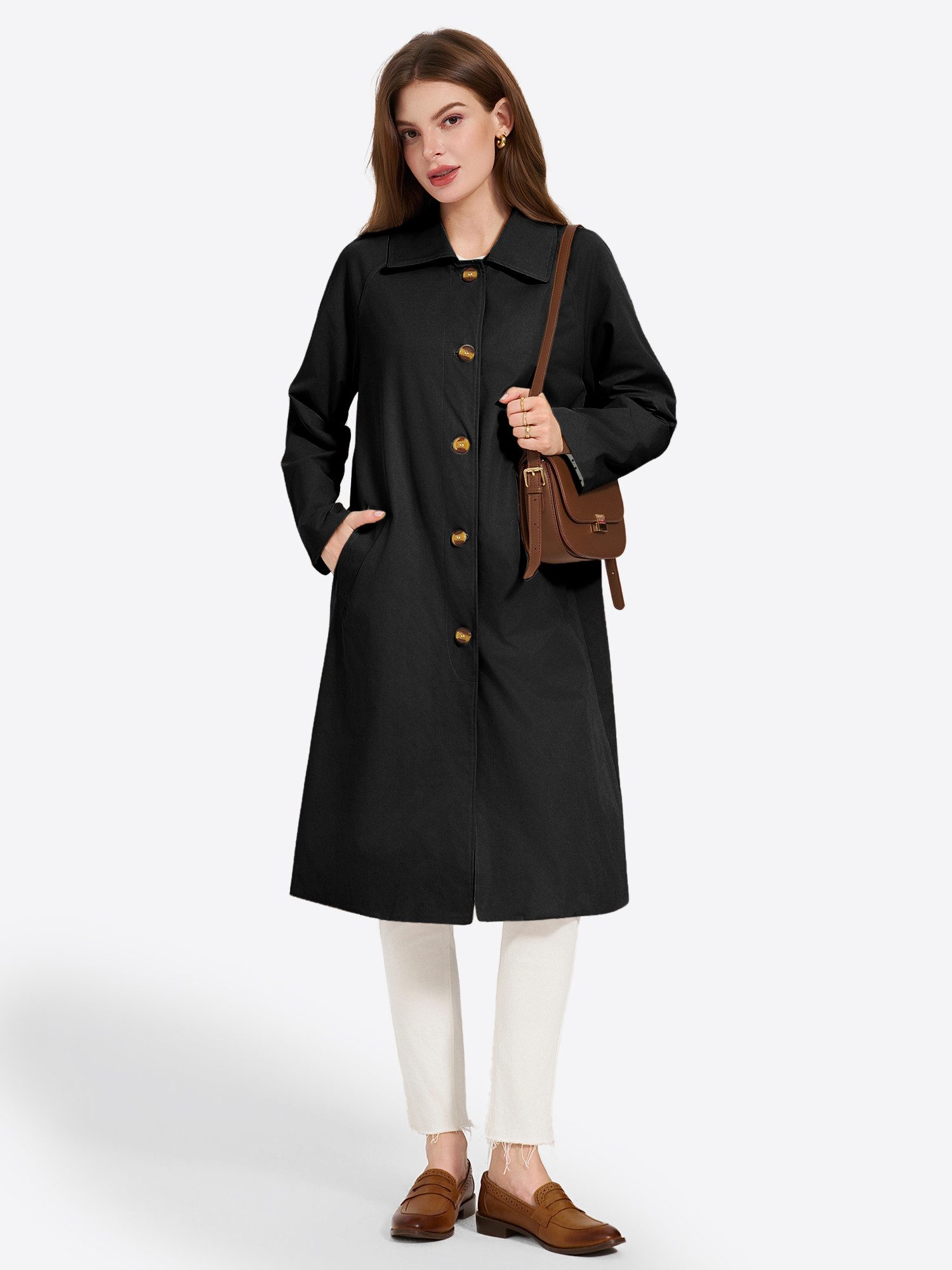 Imily Bela Trenchcoat Damen Übergangsmantel mit Knopfleiste (Packung, 1-tlg., 1per-Pack) mit Kontrastfutter – Bild 4 von 5