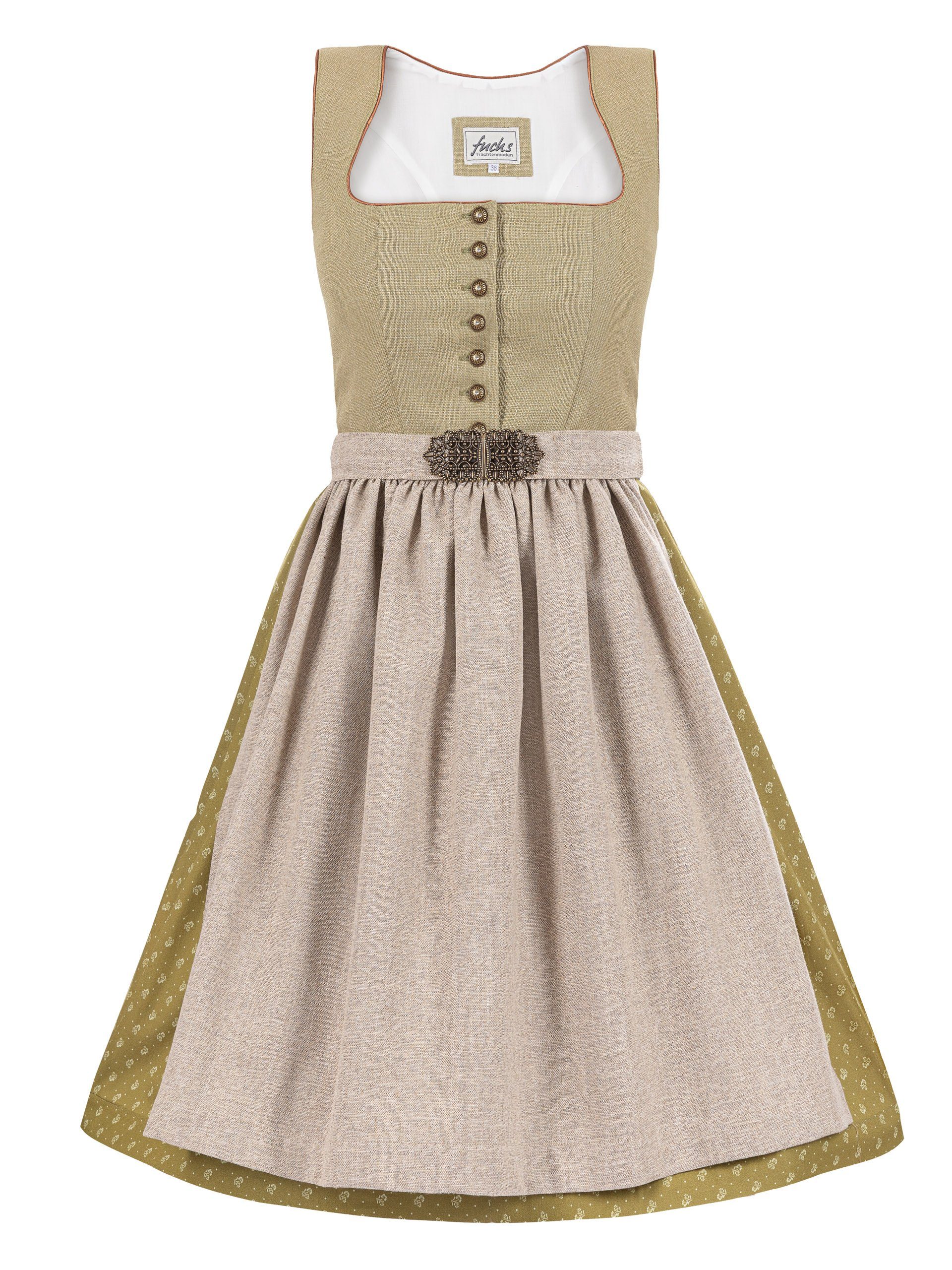 Trachten24.de Dirndl Midi Dirndl Lotti moos (2-tlg) Rockteil 70cm