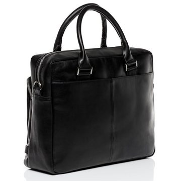 FERGÉ Laptoptasche Leder Businesstasche Unisex ENZO, Laptoptasche 15,4 Zoll, Aktentasche Echtleder Damen Herren schwarz