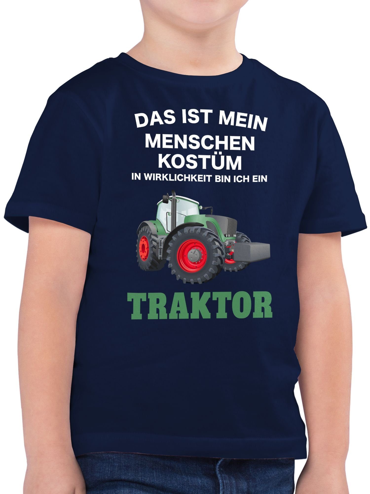 - Trecker in T-Shirt Kostüm Shirtracer 3 mein Karneval & echt Tra bin Das Menschen ich Fasching ist Dunkelblau ein Traktor