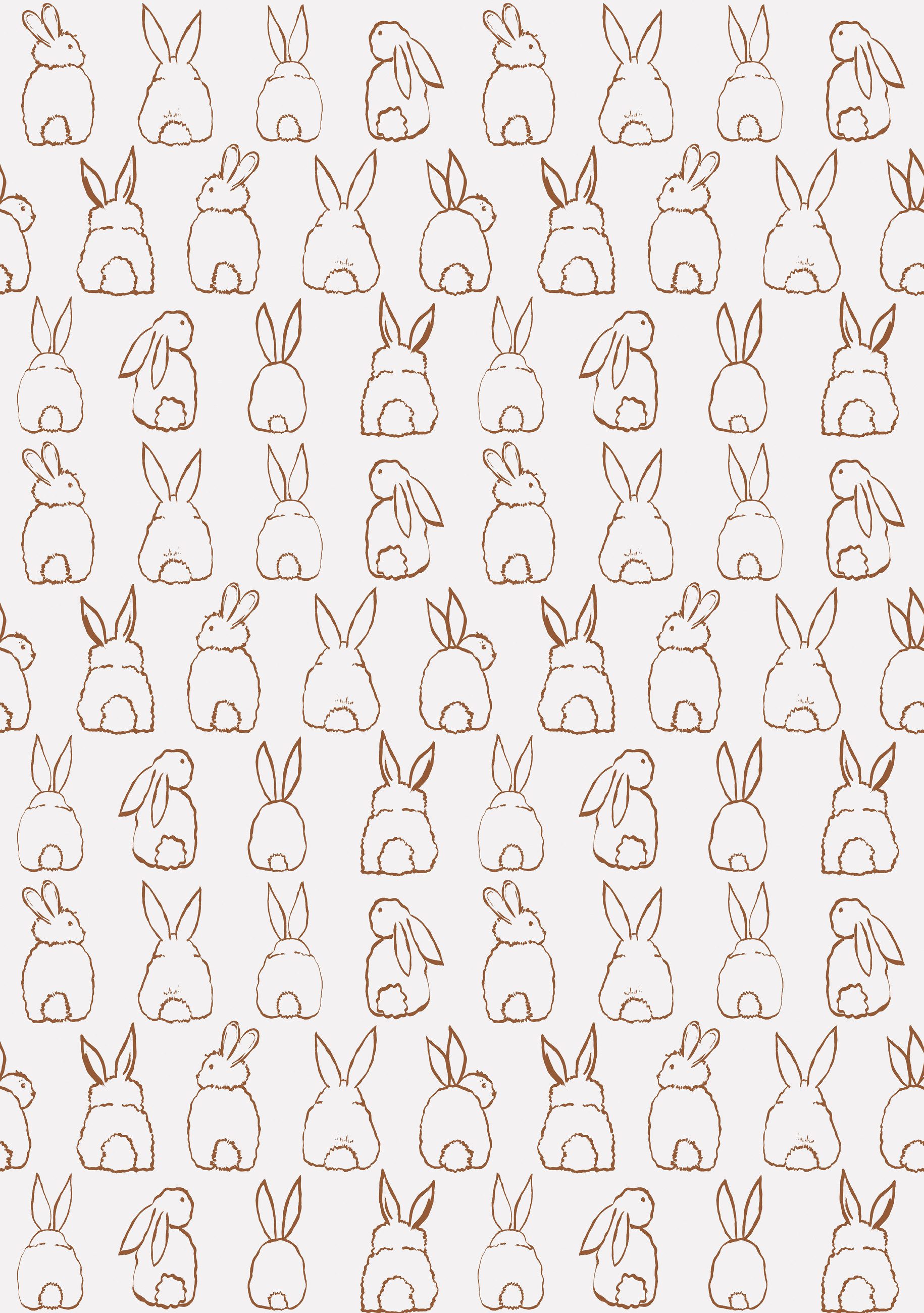 Rasch Fototapete Bunnies in Orange, Roomblush - RB306, glatt, Comic, grafisch, minimalistisch, gemustert, einfarbig, (1 St), Kinderzimmertapete