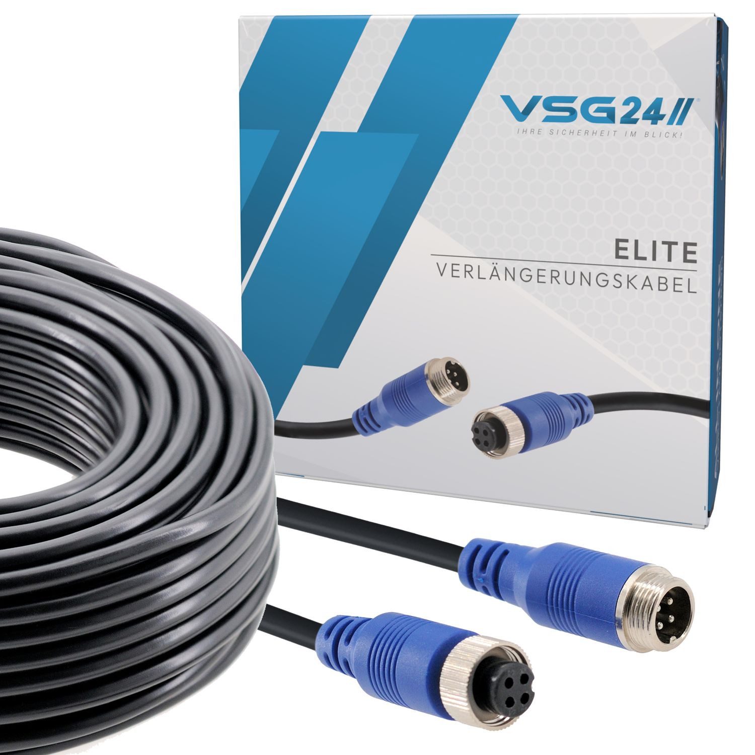 VSG24 Verlängerungskabel ELITE 4-PIN 3 Meter Kabel für Rückfahrsysteme Rückfahrkamera (IP67 Robust & Wetterfest mit Anti-Vibrations-Verriegelung 12-36Volt)