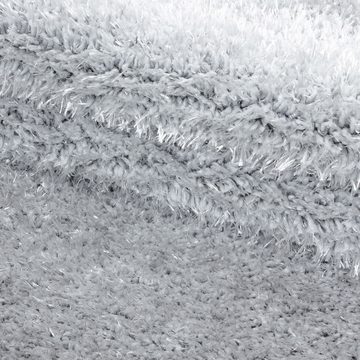 Teppich Unicolor - Einfarbig, Teppium, Rechteckig, Höhe: 50 mm, Teppich Wohnzimmer Einfarbig Silber, Langflor Shaggy Flauschig Weich