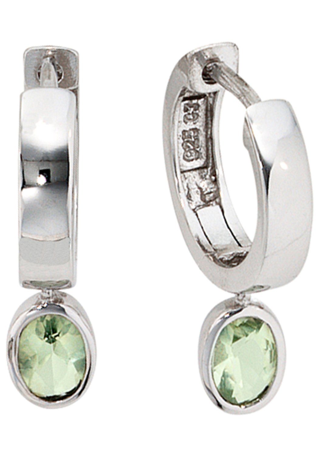 JOBO Paar Creolen, 925 Silber mit Zirkonia