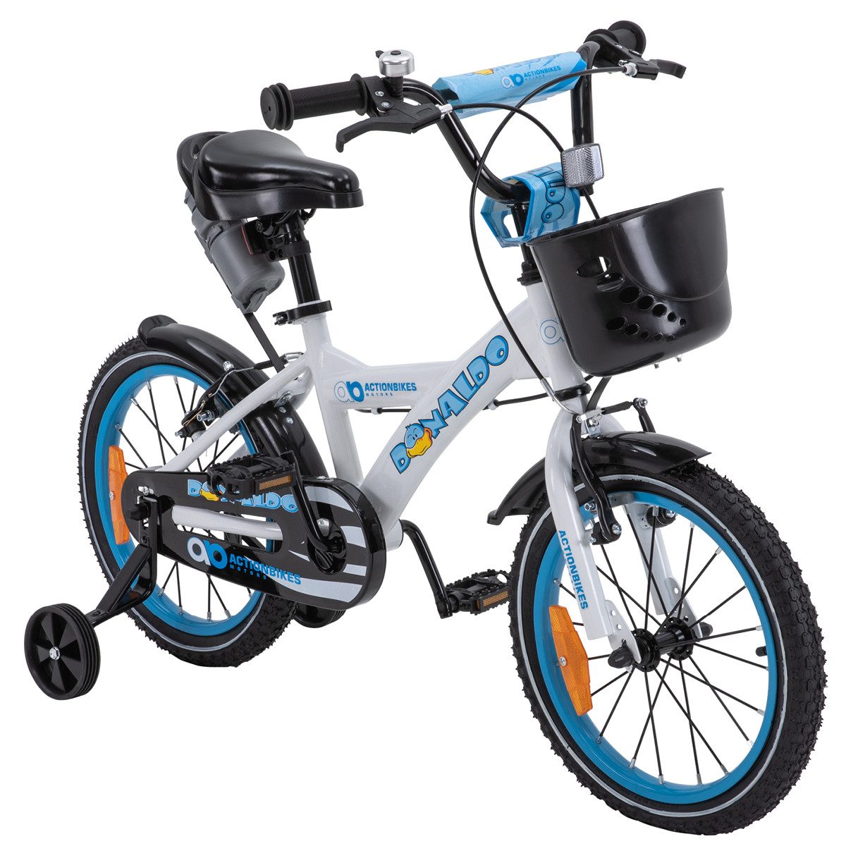 Actionbikes Motors Kinderfahrrad Kinder Fahrrad BMX Donaldo inkl. Korb, 1 Gang, ohne Schaltung, (V-Brake-Bremsen, Luftbereifung, Schutzbleche)