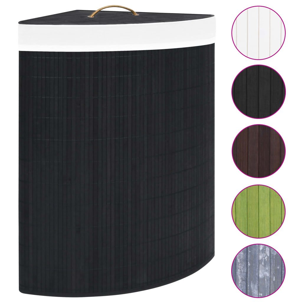 furnicato Wäschekorb Eck-Bambus 52,3x37x65 cm Schwarz (1 St) günstig online kaufen
