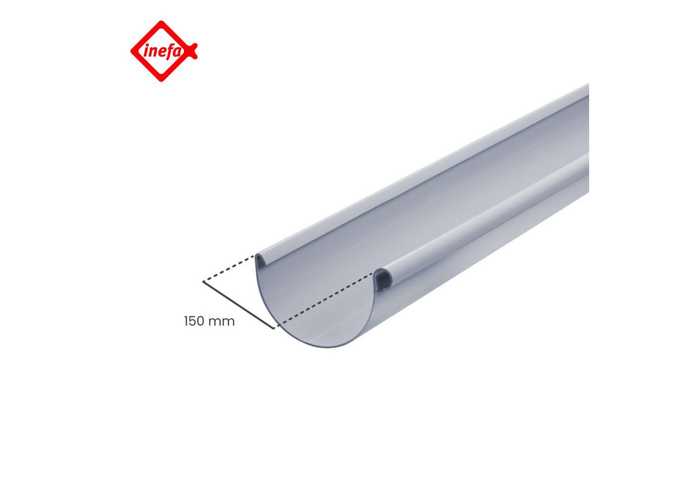 Thumbnail - INEFA Dachrinne Dachrinne halbrund 200cm PVC, NW 150. 1 Stück, Kunststoff, Rinne für Dach, Kunststoffrinne - für Gartenh...