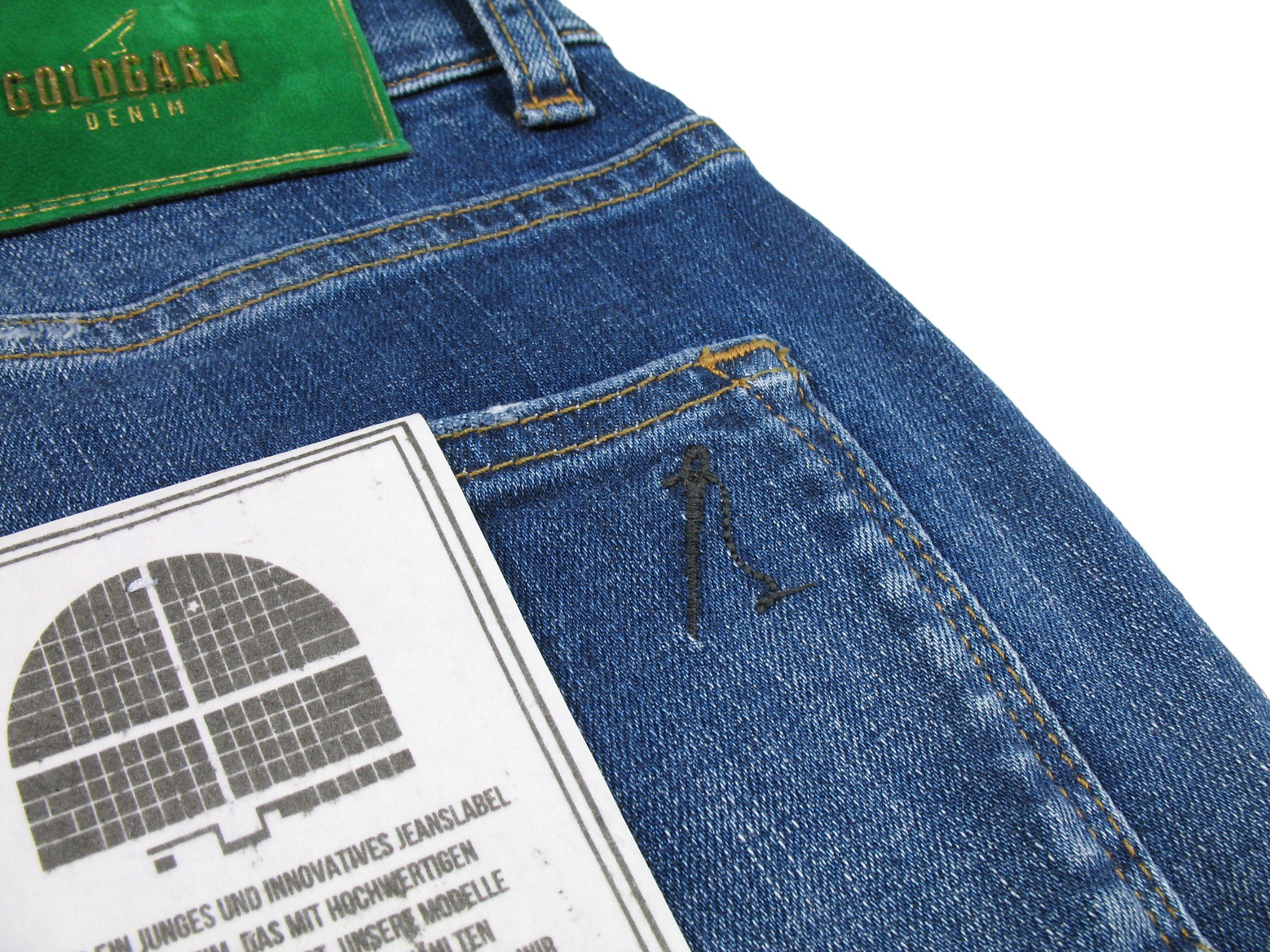 Goldgarn 5-Pocket-Jeans Herren U2 Denim Fit Midblue 1090 distressed Slim