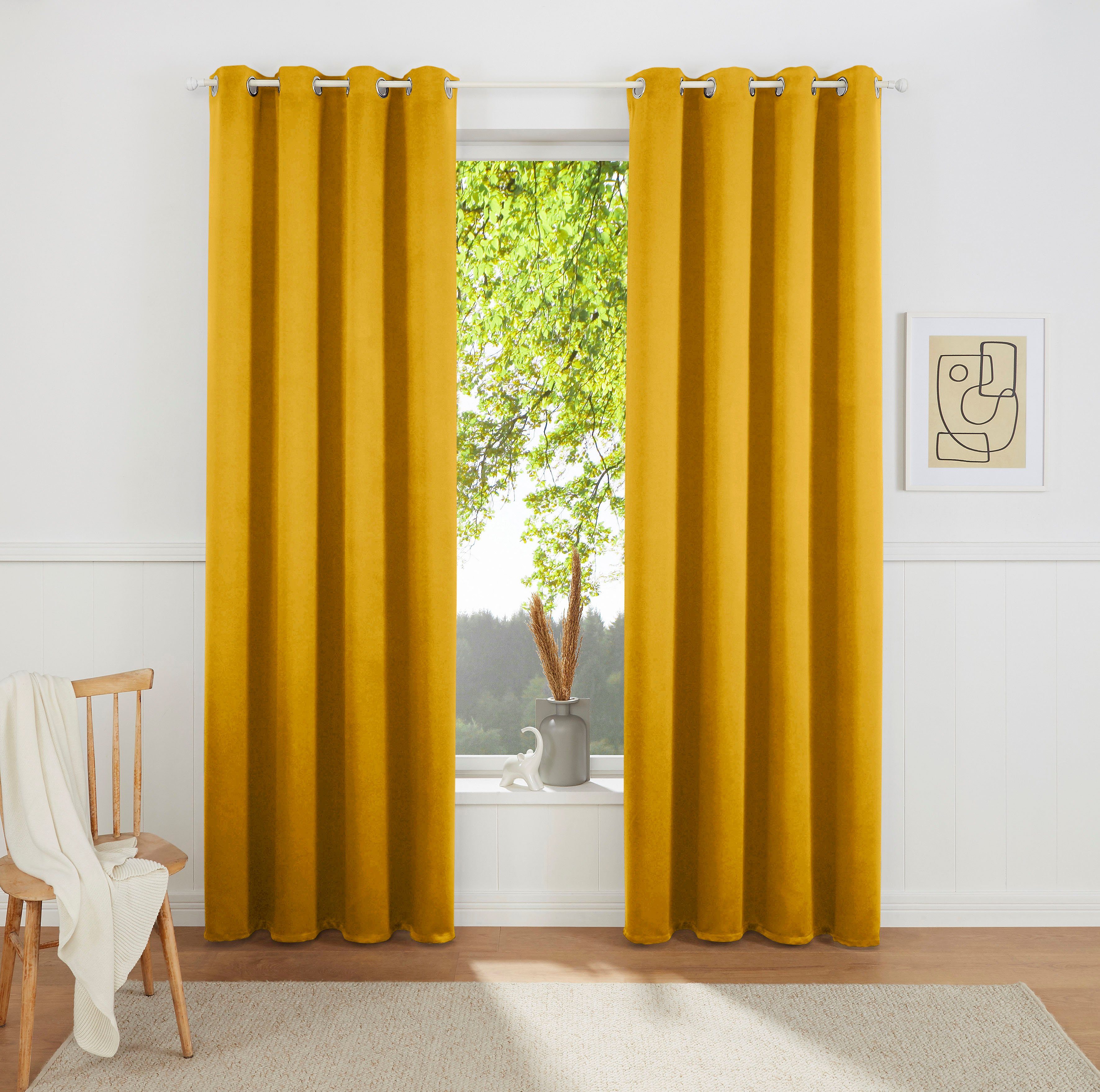Vorhang Sola, my home, Ösen (1 St), blickdicht, Polyester, Breite 130 cm  und 270 cm, einfarbig, Verdunkelung, Überbreite