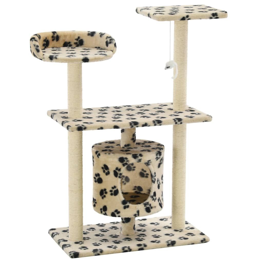 vidaXL Kratzbaum 95 cm Katzen-Kratzbaum Sisal 95 cm Beige Pfoten-Aufdruck