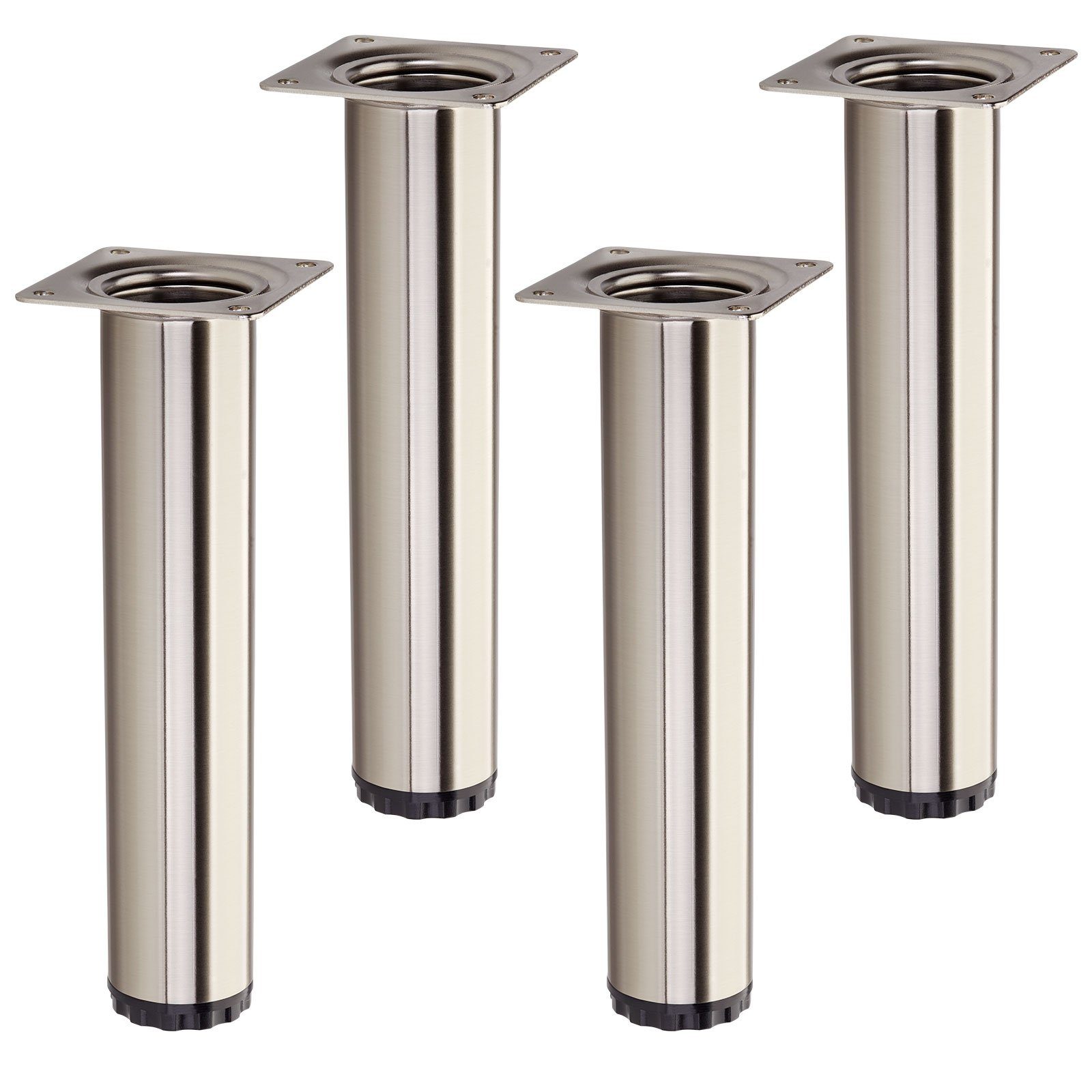 SO-TECH® Möbelfuß 4 Stück BRAVO Höhe 200 mm (10 mm) Ø 40 mm Edelstahloptik, höhenverstellbar, aus Stahl, belastbar bis 50 kg pro Stützfuß