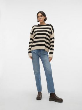 Vero Moda Rundhalspullover VMELYA LS O-NECK BUTTON PULLOVER GA BOO