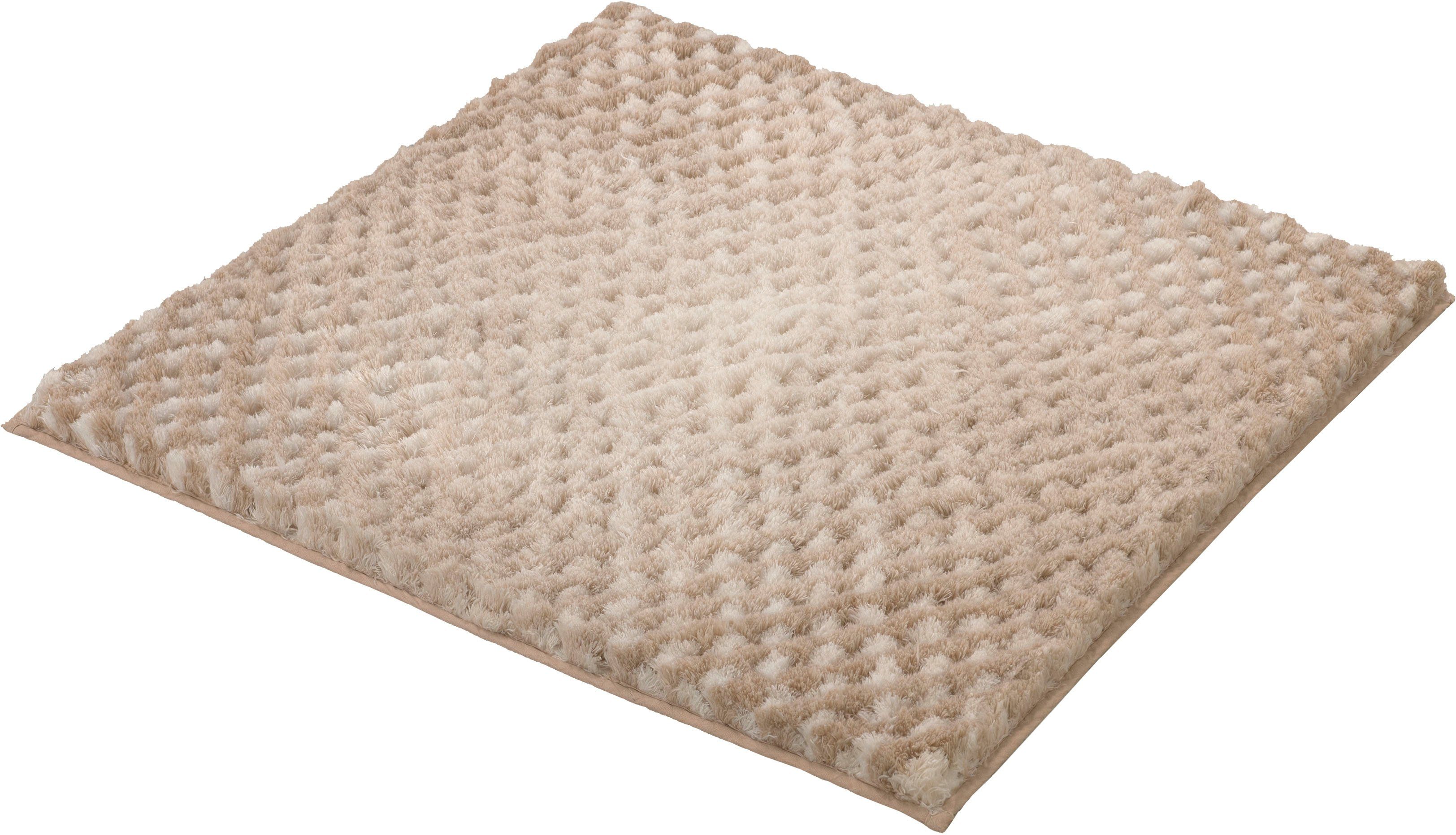 Kleine Wolke Badematte Cory, Höhe 24 mm, rutschhemmend beschichtet, fußbodenheizungsgeeignet, Polyester, quadratisch, Badteppich, modischer Farbverlauf, Hoch-Tief Effekt, waschbar