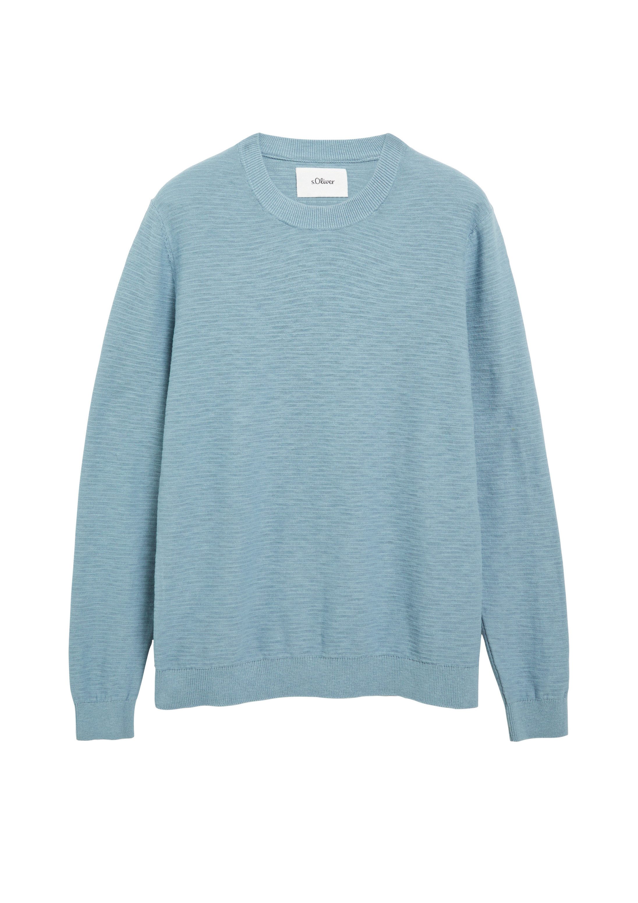 s.Oliver Longpullover Strickpullover Baumwollpullover mit Flammgarnstruktur