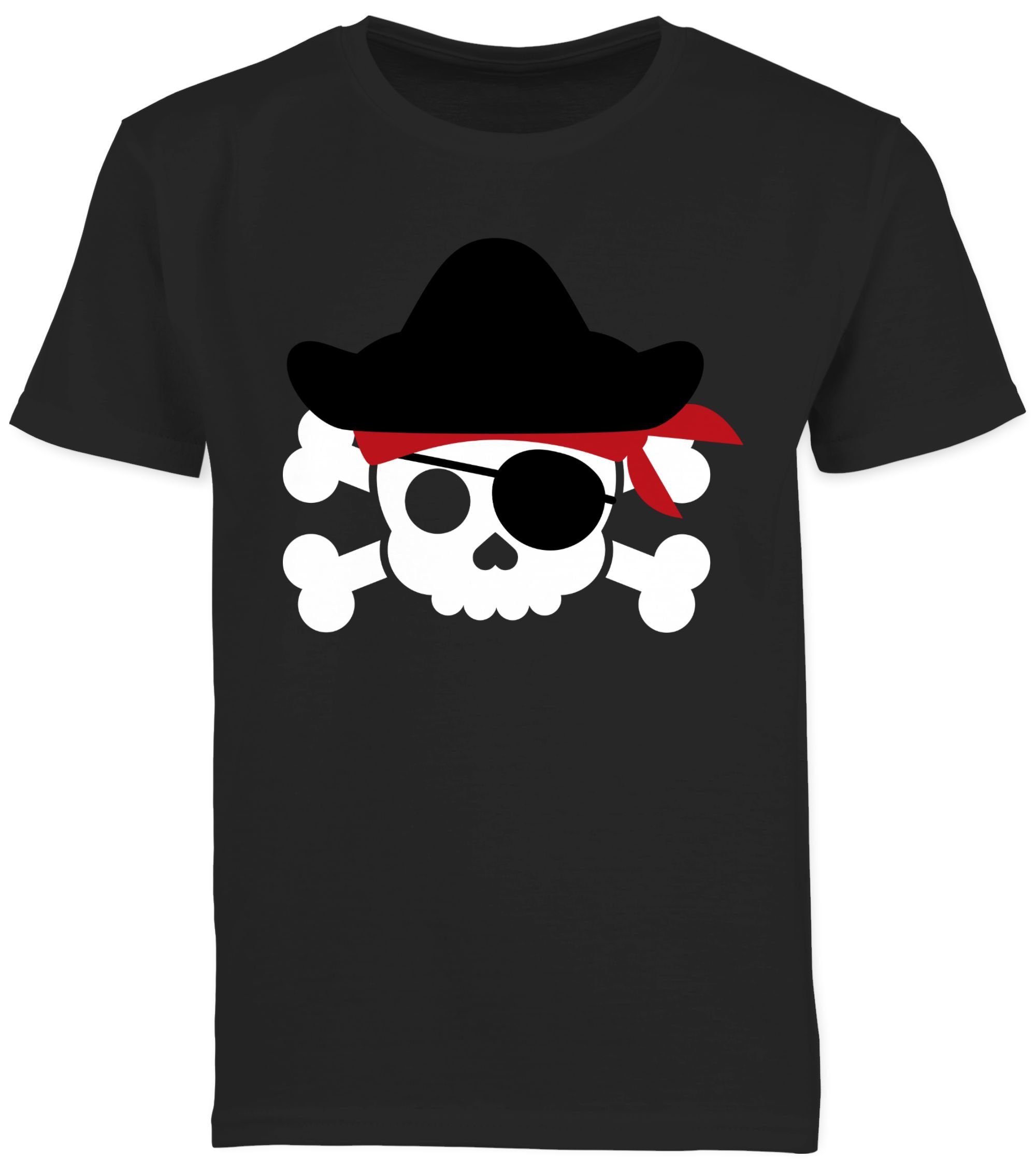 Shirtracer Piraten Fasching - Karneval Schwarz Piratenkostüm Pirat Geburtstags Kostüm & T-Shirt 1 Totenkopf Piratenkopf