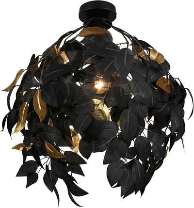 TRIO Leuchten Deckenleuchte Leavy, ohne Leuchtmittel, warmweiß - kaltweiß, Deko Deckenlampe Blatt Design schwarz-gold, exkl 1xE27 max 28W, Ø 38cm