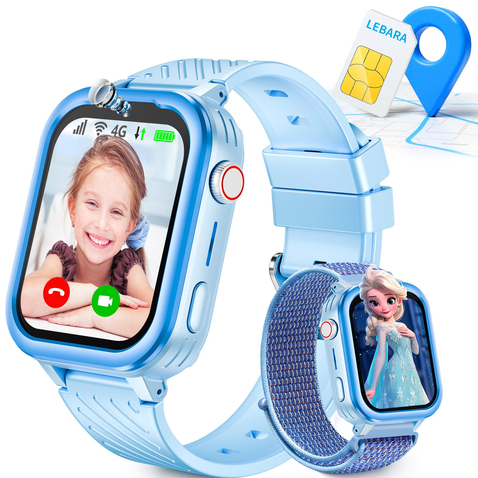 Ralio 4G Smartwatch Kinder mit GPS Ortung & Videoanrufe, Telefon Kinderuhr Smartwatch (IPS-Farb-Touchscreen cm/1.83 Zoll)
