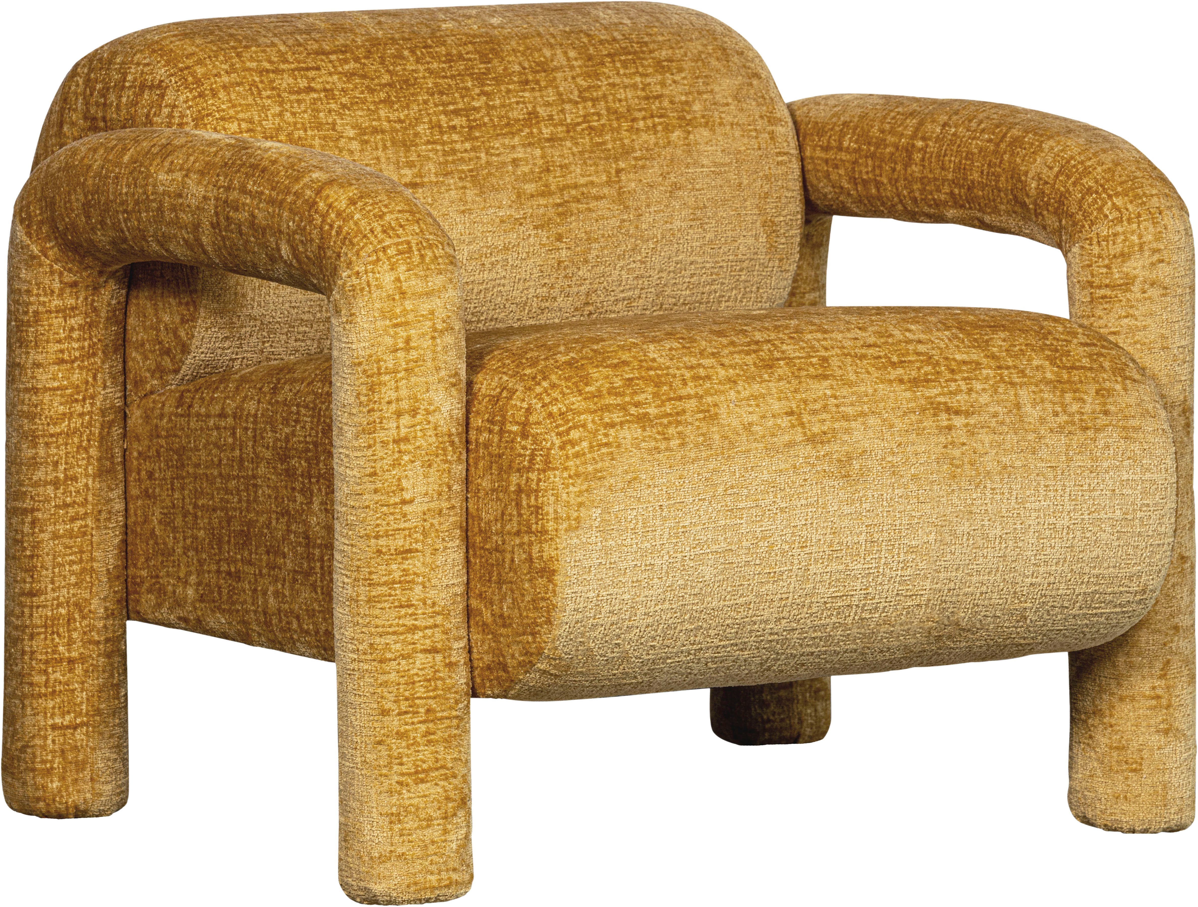 WOOOD Loungesessel Lenny mit Grobstruktur-Velvetbezug und Armlehnen B 76 x T 82 x H 65 cm, Sehr hohe Verschleißfestigkeit, Tragkraft 120 kg, Pfleiglicht