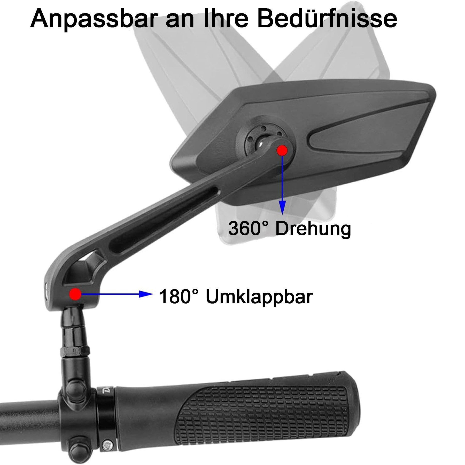 Mutig Fahrradspiegel 2 Stück HD Fahrradspiegel,E-Bike,extra große Rückspiegel Spiegelfläche (Schlagfester Echtglas Fahrrad Rückspiegel,Bike Spiegel,fahrradspiegel, Lenker (Links+Rechts),360° Einstellbar und Drehbar Rückspiegel), Lenker (Links+Rechts),360° Einstellbar und Drehbar Rückspiegel