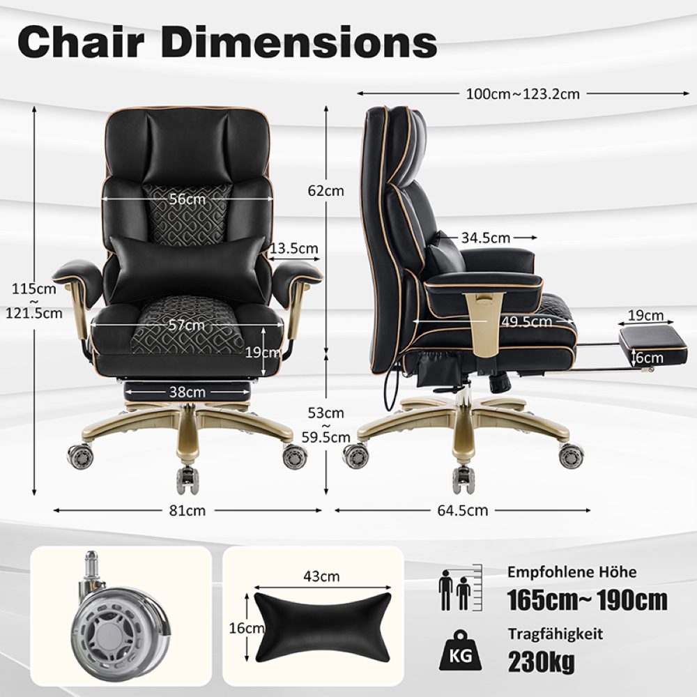 Hellove Chefsessel Ergonomischer Bürodrehstuhl mit Luft-Lendenwirbelstütze, günstig online kaufen