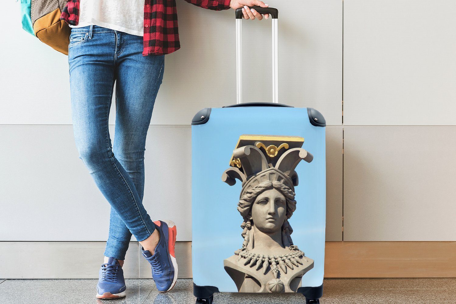 Handgepäck Reisekoffer Trolley, rollen, Reisetasche 4 Handgepäckkoffer für Bild Ferien, Frau, Rollen, einer MuchoWow mit