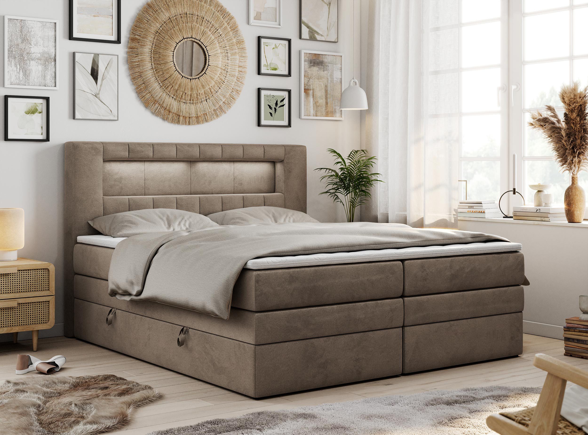MKS MÖBEL Boxspringbett GOLD 5 KING (T30-Schaum, Topper T25, Doppelbett), P günstig online kaufen