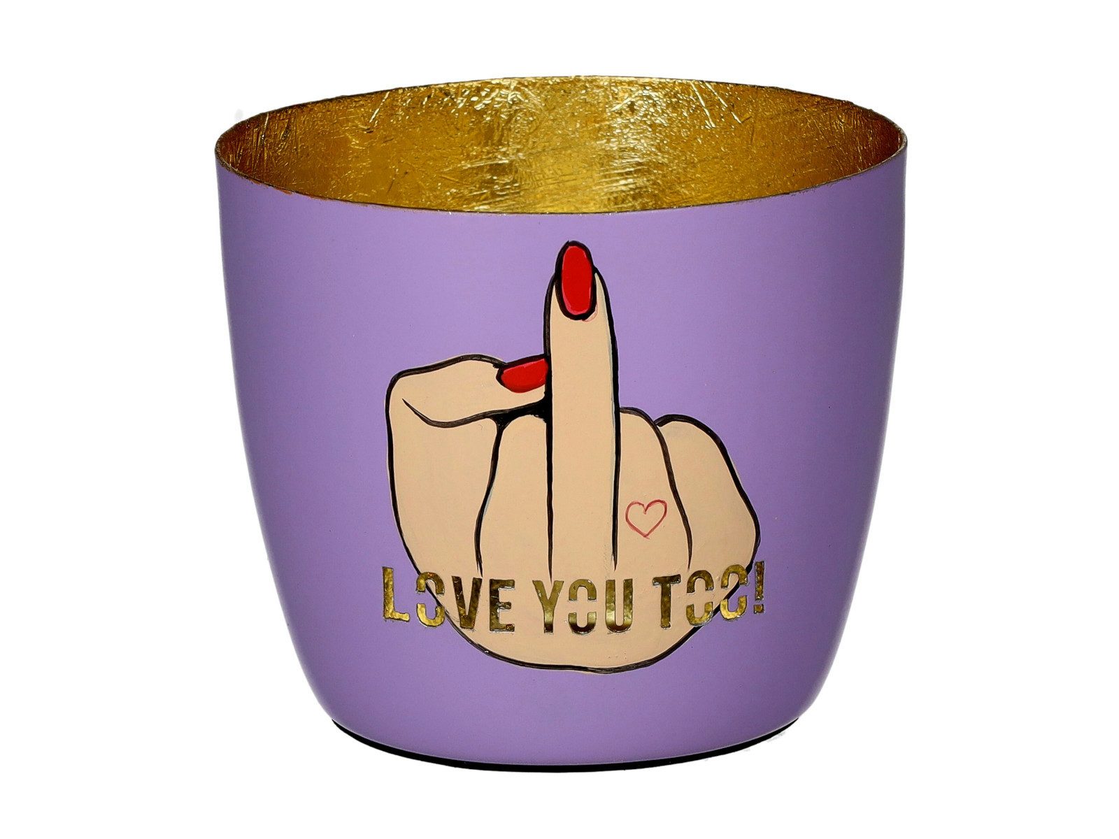 Giftcompany Windlicht Madras Windlicht M Love you too lila/gold 8,5cm