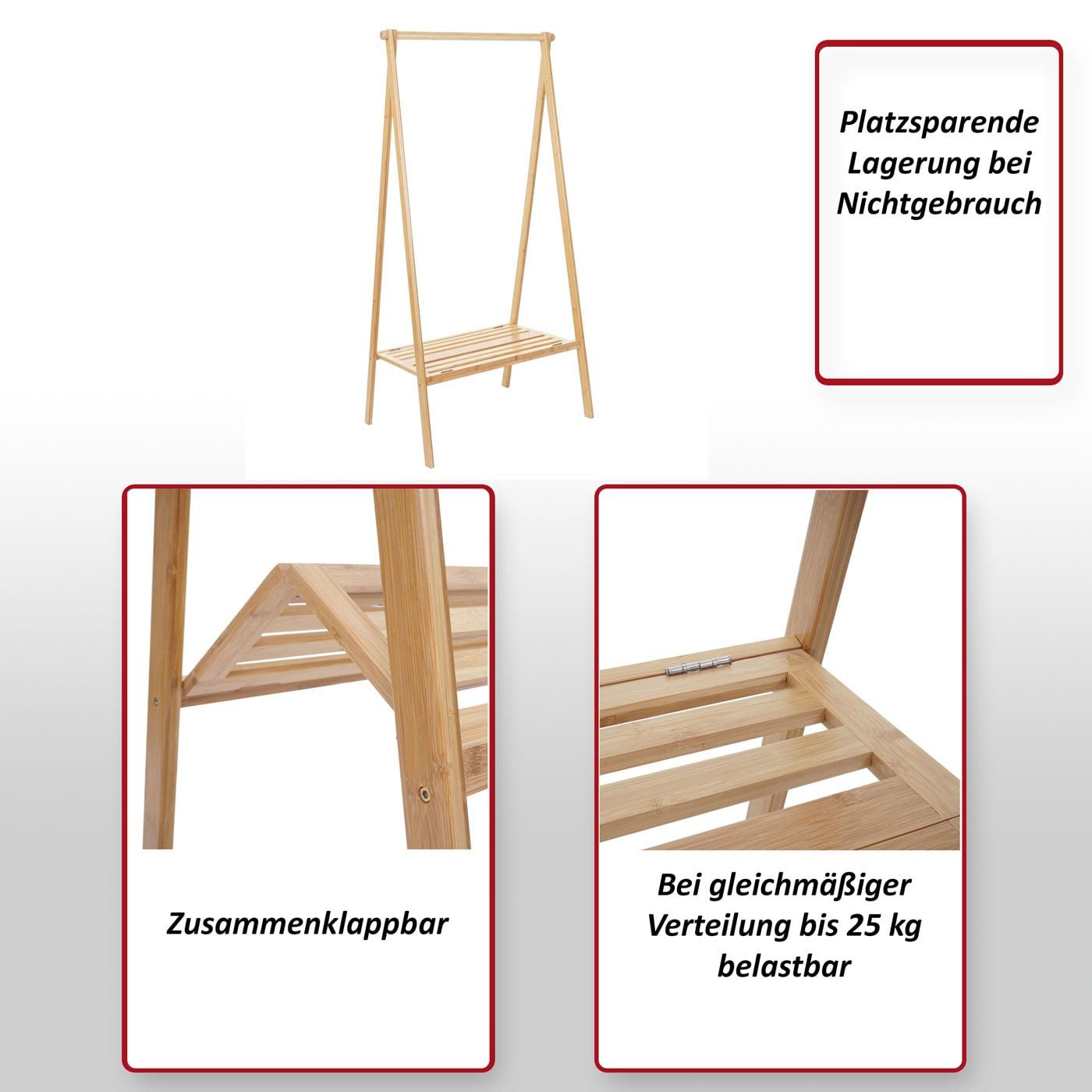 MCW Garderobenständer MCW-B82, Klappbar, Platzsparende Lagerung bei Nichtgebrauch