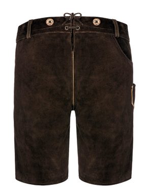 Almbock Trachtenlederhose Lederhose kurz Leo (2-tlg) dunkelbraun