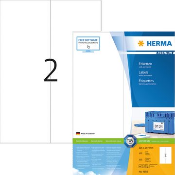 HERMA Etikett HERMA Premium-Etikett 105x297mm weiß FSC Nr. 4658, PA= 200 Stk.