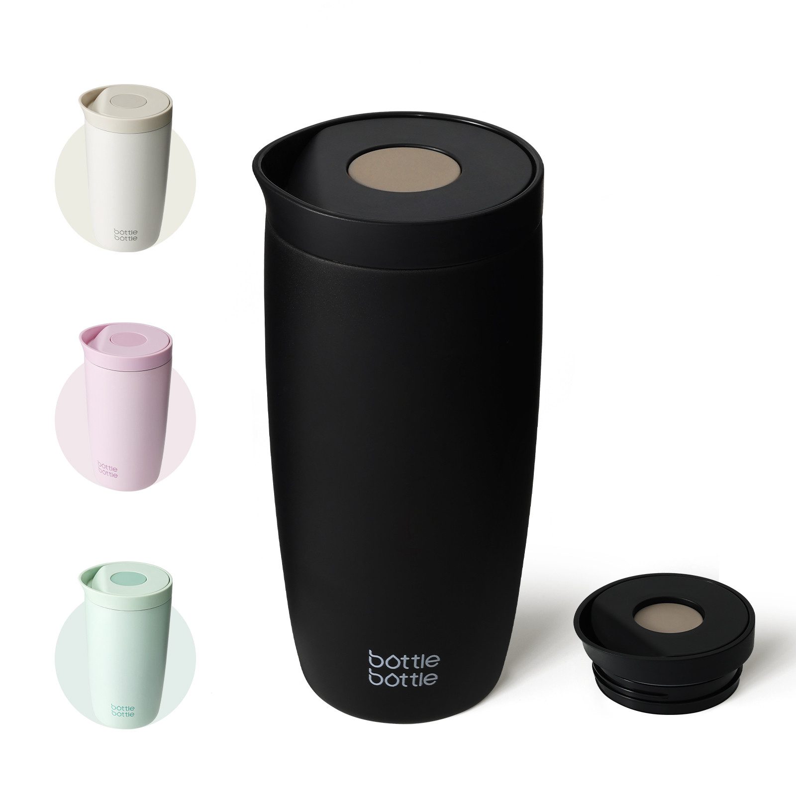BOTTLE BOTTLE Thermobecher Premium Isolierbecher aus Edelstahl, 500ml, auslaufsicher, 1-tlg., Edelstahl, Quick-Press-Verschluss, doppelwandig, hält Getränke lange heiß & kalt