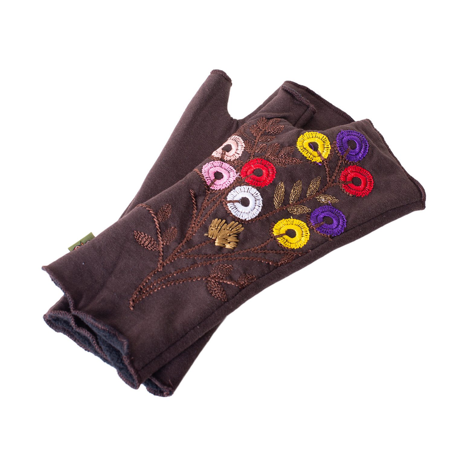 Vishes Защитные манжеты Warme Handstulpen mit Blumenstickerei, außen Baumwolle, innen Fleece Alternative Bekleidung, Ethno, Hippie, Retro Style