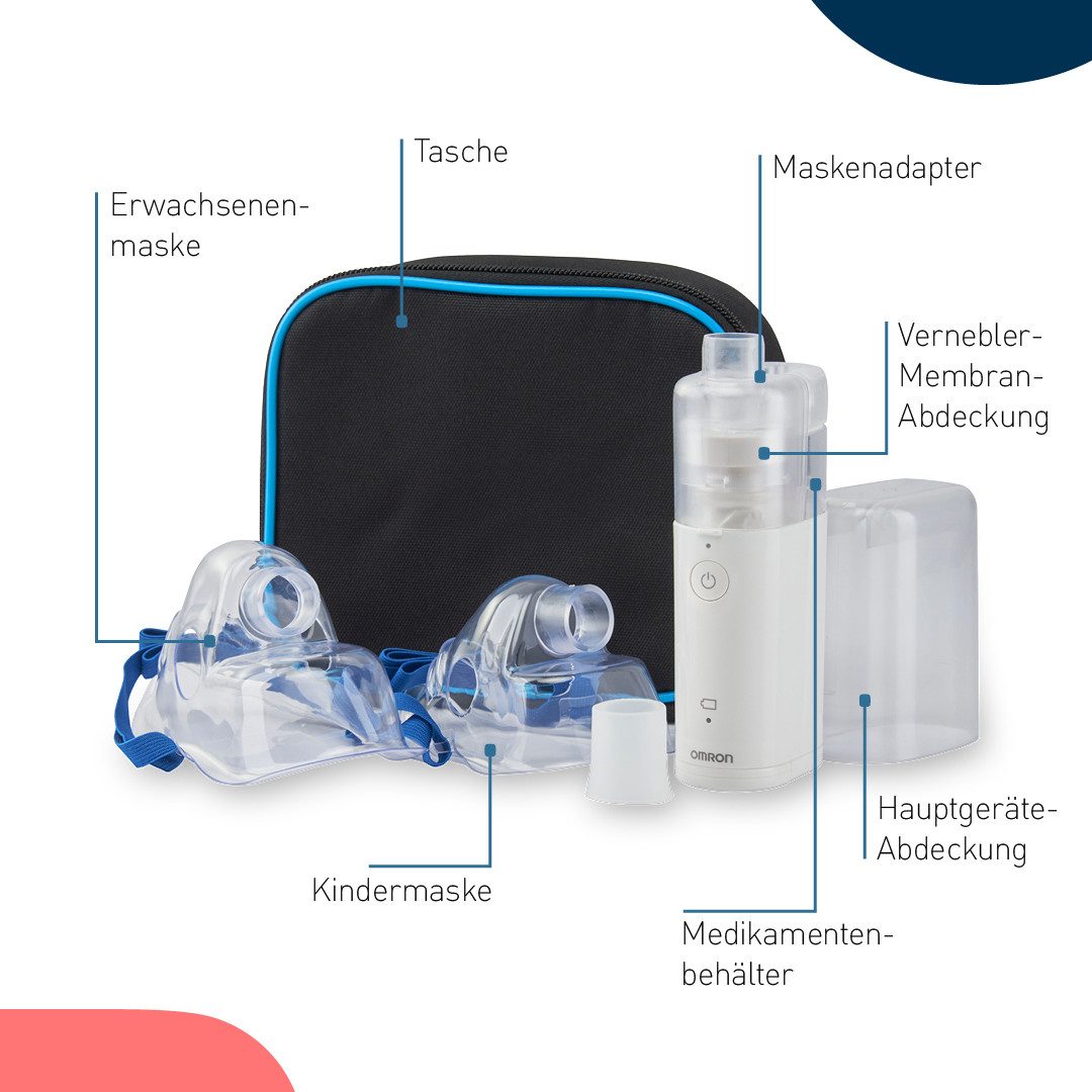 Omron Inhalationsgerät MicroAIR U100 tragbar, leise & effizient, für zu Hause & unterwegs, effektive Behandlung von Atemwegserkrankungen für Erwachsene & Kinder