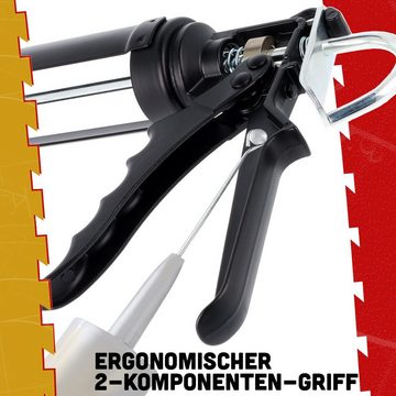 FixedByU Kartuschenpistole 2k Kartuschenpresse Metall Silikonpistole mit 18:1 Übersetzung, (für Standard Kartuschen bis 310ml)