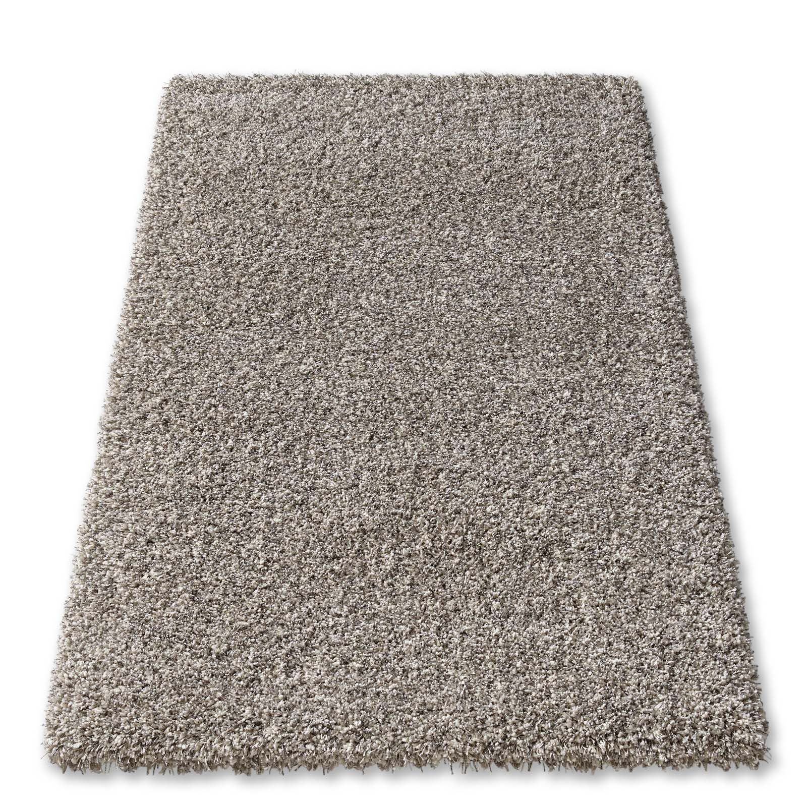 TaCa Home Langflor-Teppich Shaggy Teppich Langflor, quadratisch, Höhe: 60 mm, Schlafzimmer Kinderzimmer Wohnzimmer, grauweiß - 160 x 160 cm