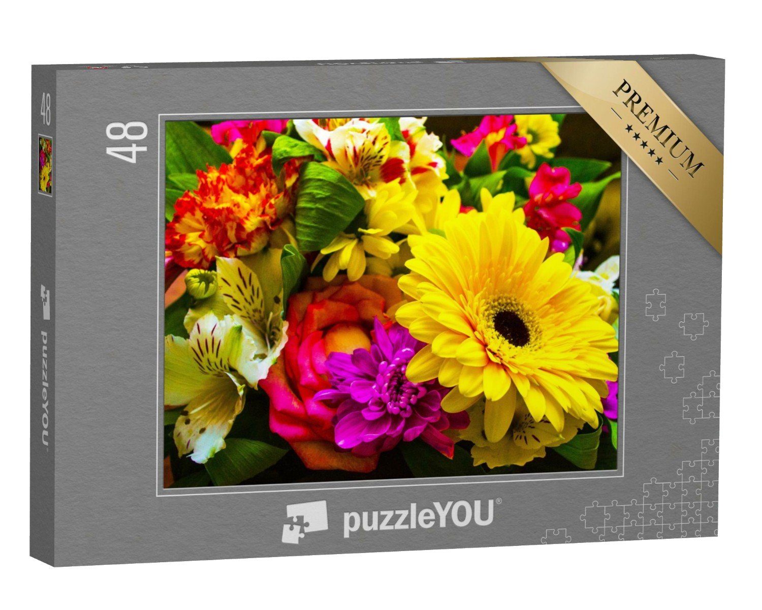 puzzleYOU Puzzle Blumenstrauß aus Sommerblumen, 48 Puzzleteile, puzzleYOU-Kollektionen Flora, Leicht, Blumen, 500 Teile, 2000 Teile
