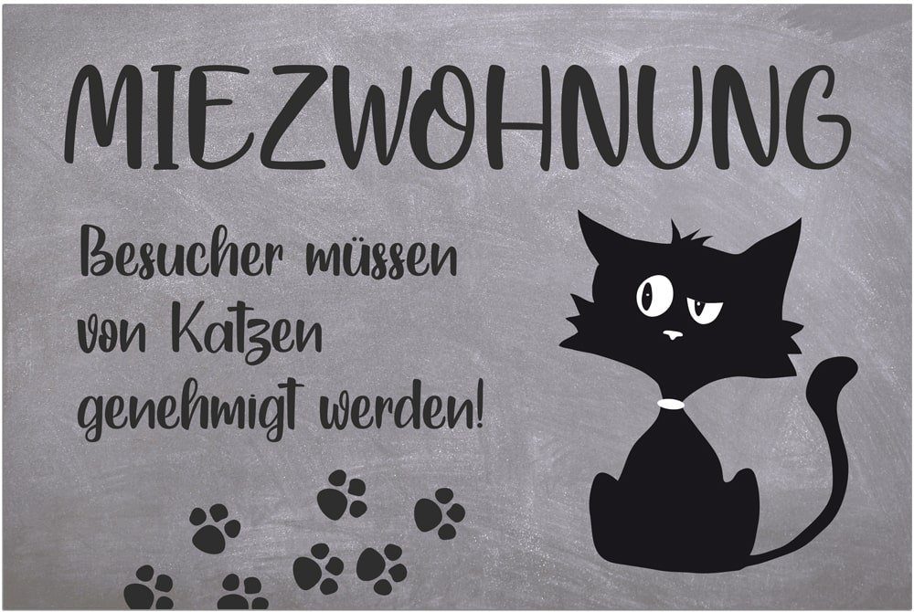 Fußmatte Türmatte Katze Miezwohnung in 40x60 cm als Fussabtreter, matches21 HOME & HOBBY, rechteckig, Höhe: 5 mm, Rutschfester Türvorleger für innen als waschbare Schmutzfangmatte