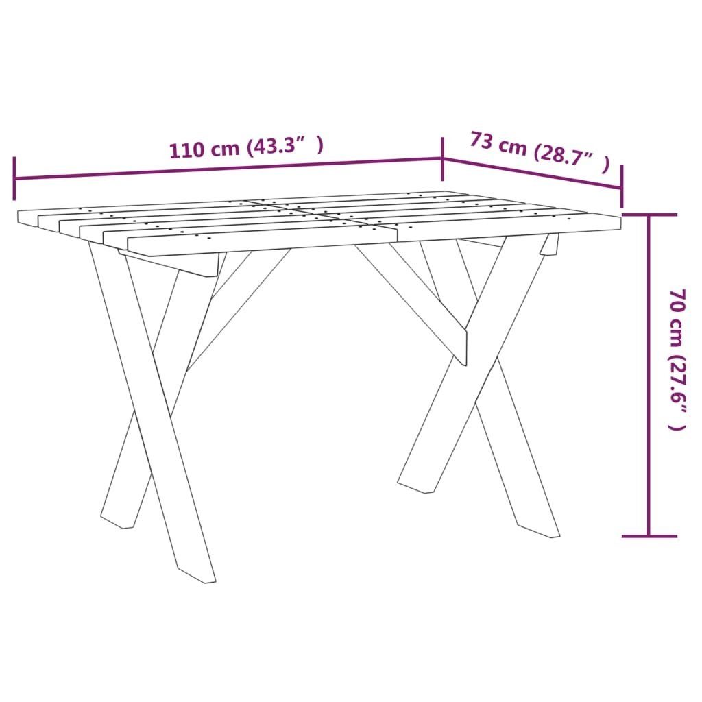 Halsenbach Massivholz (B/H/T: möbelando Gartentisch Kiefer 110x70x73 aus in cm),